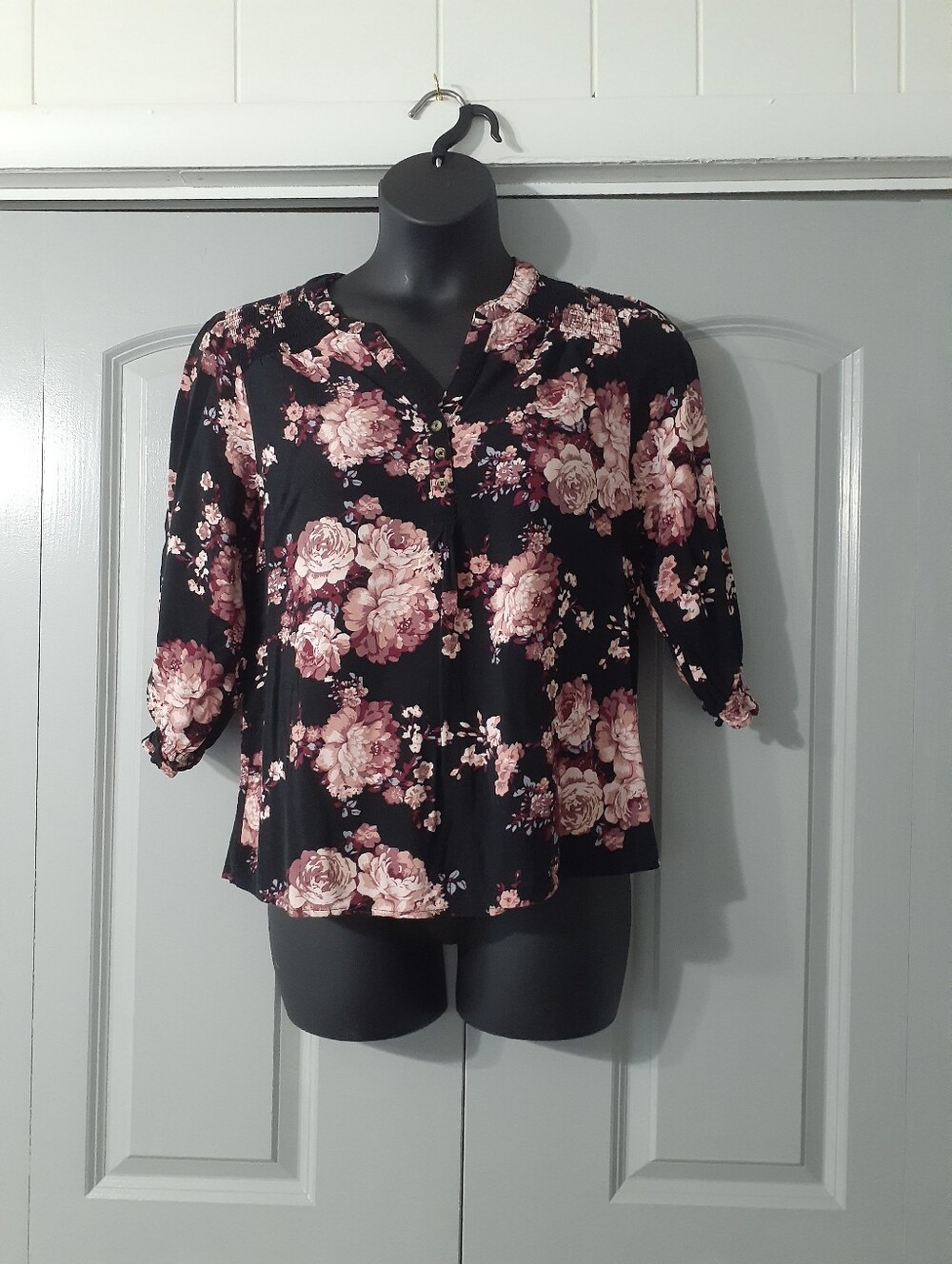 Angels Forever Young black floral blouse